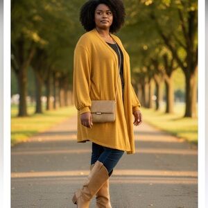 ASHLEY STEWART GOLD METALLIC CARDIGAN NWT SIZE 26/28 GOLD NUGGET BALLOON SLEEVE